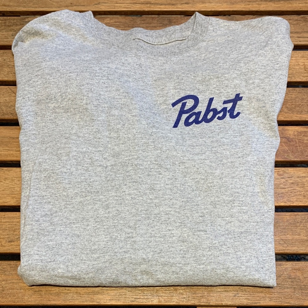 EUC Gray Short Sleeve Summer T-Shirt Pabst Blue Ribbon Design Men’s Medium - Picture 5 of 5